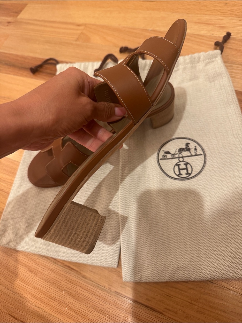 Hermes Brown Oasis Oran Leather Slide Sandals Size 10.5 Womens 41 Europe - Picture 6 of 12